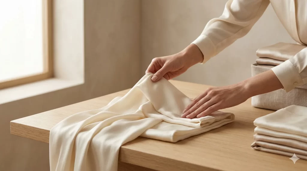 Zijde kleding onderhoud tips: handwassen van elegant zijden kledingstuk in lauwwarm water voor optimale verzorging